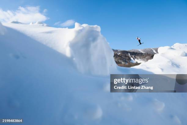 Chen Meiting of China competes during the Freestyle Skiing-Women's Aerials Final on day 3 of the 9th Asian Winter Games in Yabuli on February 09,...