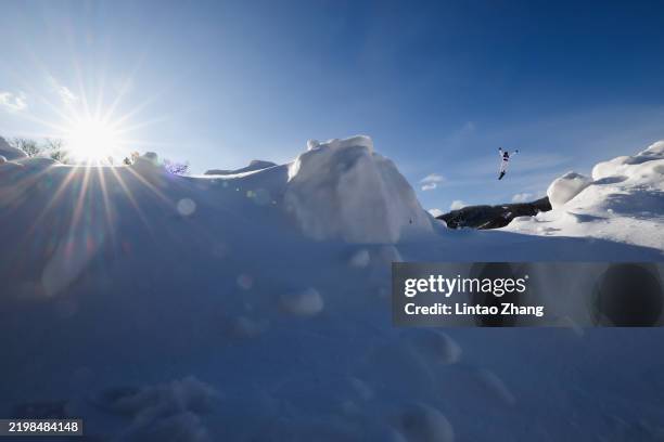 Li Xinpeng of China competes during the Freestyle Skiing-Men's Aerials Final on day 3 of the 9th Asian Winter Games in Yabuli on February 09, 2025 in...