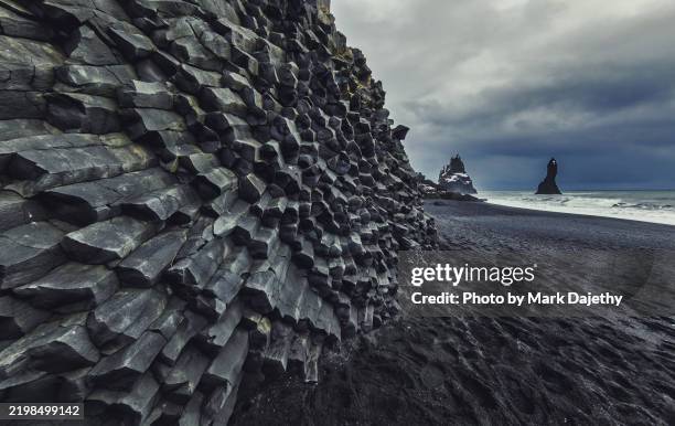 reynisfjara beach vík í mýrdal - black sand stock pictures, royalty-free photos & images