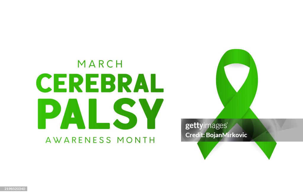 Cerebral Palsy Awareness Month card, banner, March. Vector