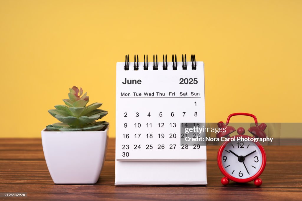 June 2025 Calendar on Yellow Background