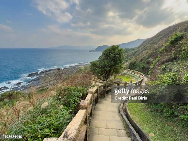 bitoujiao trail through the high mountain of bitou cape in ruifang district of new taipei city, taiwan - taipei stock pictures, royalty-free photos & images