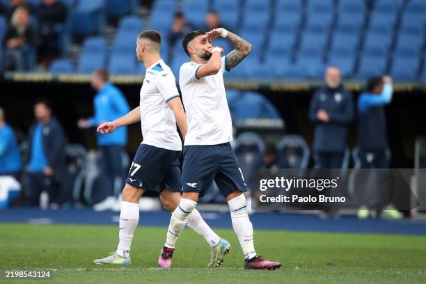 Valentin Castellanos of Lazio celebrates scoring his team's third goal during the Serie A match between SS Lazio and Monza at Stadio Olimpico on...