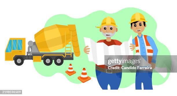 construction manager and foreman - lorry driver stock illustrations