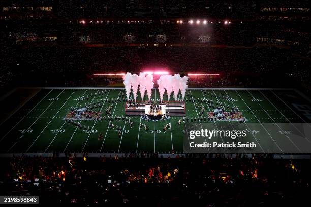 The Southern University marching band performs prior to Super Bowl LIX between the Kansas City Chiefs and the Philadelphia Eagles at Caesars...