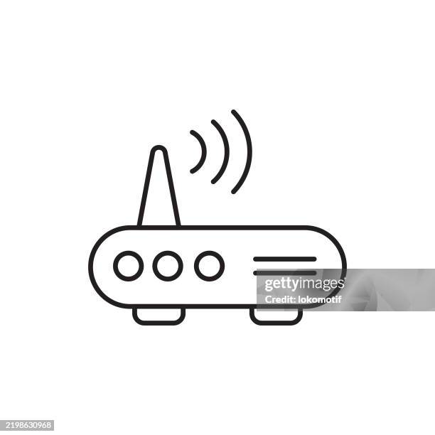 wi-fi modem two color line icon with editable stroke. the icon is suitable for web design, mobile apps, ui, ux, and gui design. - firmware stock illustrations