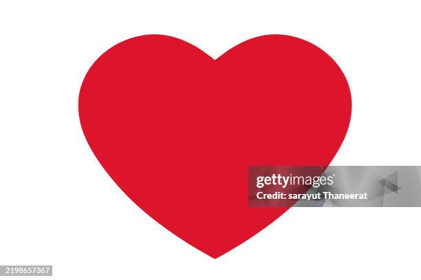 red heart icon flat design - hart stockfoto's en -beelden