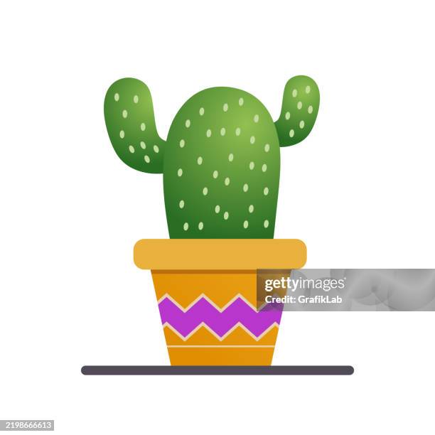 cactus illustration - flat art stock illustrations