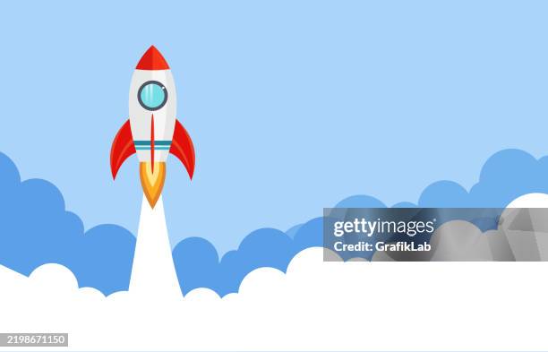 rocket launch. business concept, business startup - rakete stock-grafiken, -clipart, -cartoons und -symbole