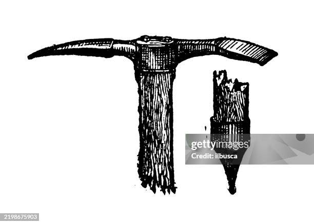 alpine ice-ax - ice axe stock illustrations