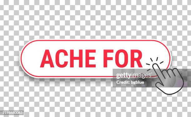 ache for - 3d click web button with hand cursor on blank background - pain point stock illustrations
