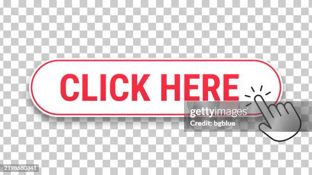 klicken sie hier - 3d-klick-web-schaltfläche mit handcursor auf leerem hintergrund - zahlentastatur stock-grafiken, -clipart, -cartoons und -symbole