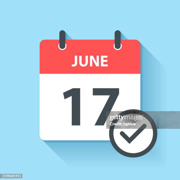june 17 - daily calendar icon in flat design style - making a reservation stock illustrations