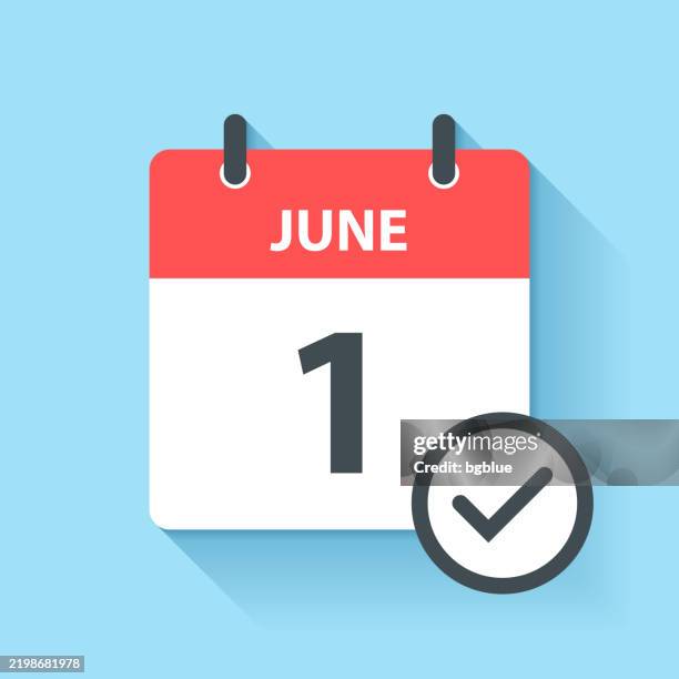 june 1 - daily calendar icon in flat design style - booking confirmation icon stock illustrations