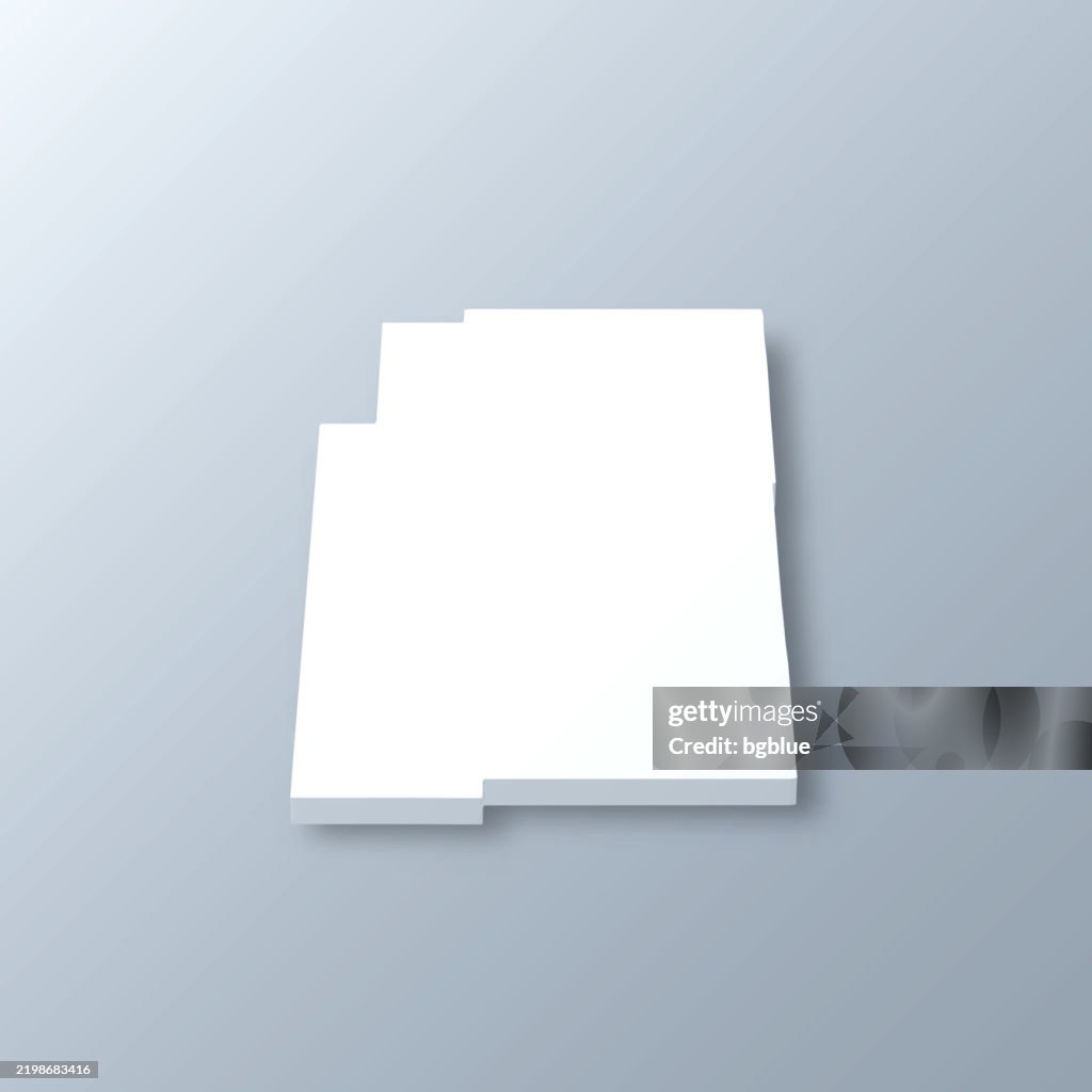 Lee County, Mississippi. 3D Map on gray background