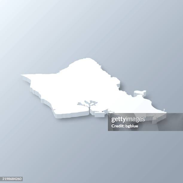 honolulu county, hawaii. 3d map on gray background - oahu stock illustrations