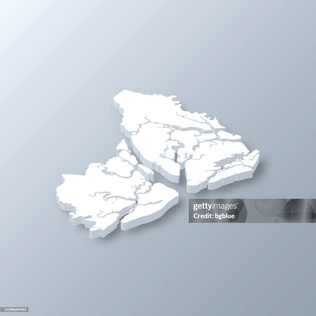 Beaufort County, South Carolina. 3D Map on gray background