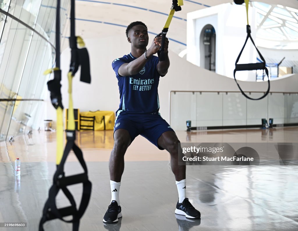 Arsenal Fc Training Routine Bukayo Saka pf Arsenal training at NAS Sports Complex on February 10 ...