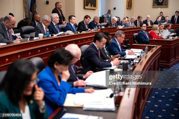 Chairman Rep. Jodey Arrington , center, delivers his opening remarks during a House Budget Committee meeting in the Cannon House Office Building on...