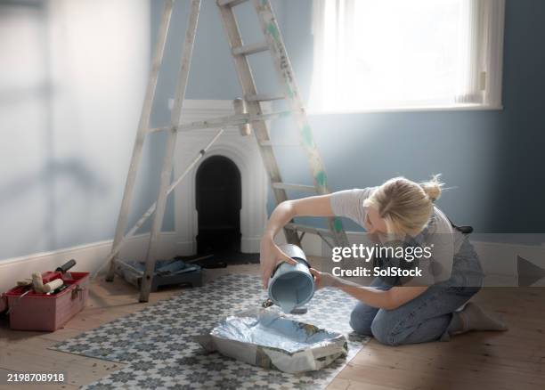 preparing the paint - tynemouth stock pictures, royalty-free photos & images