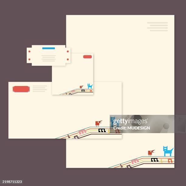 music brand identity set - letterhead stock illustrations