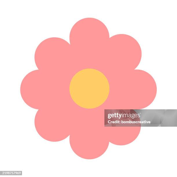 illustrations, cliparts, dessins animés et icônes de fleur rose simple - hippie