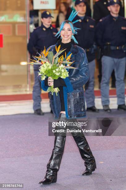 Rose Villain attends the inaugural "Eni Carpet" red carpet at the 75th Sanremo Music Festival 2025 at Teatro Ariston on February 10, 2025 in Sanremo,...