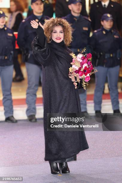 Marcella Bella attends the inaugural "Eni Carpet" red carpet at the 75th Sanremo Music Festival 2025 at Teatro Ariston on February 10, 2025 in...