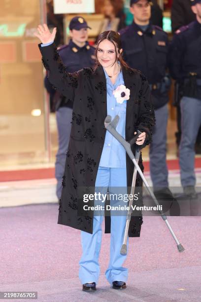 Francesca Michielin attends the inaugural "Eni Carpet" red carpet at the 75th Sanremo Music Festival 2025 at Teatro Ariston on February 10, 2025 in...