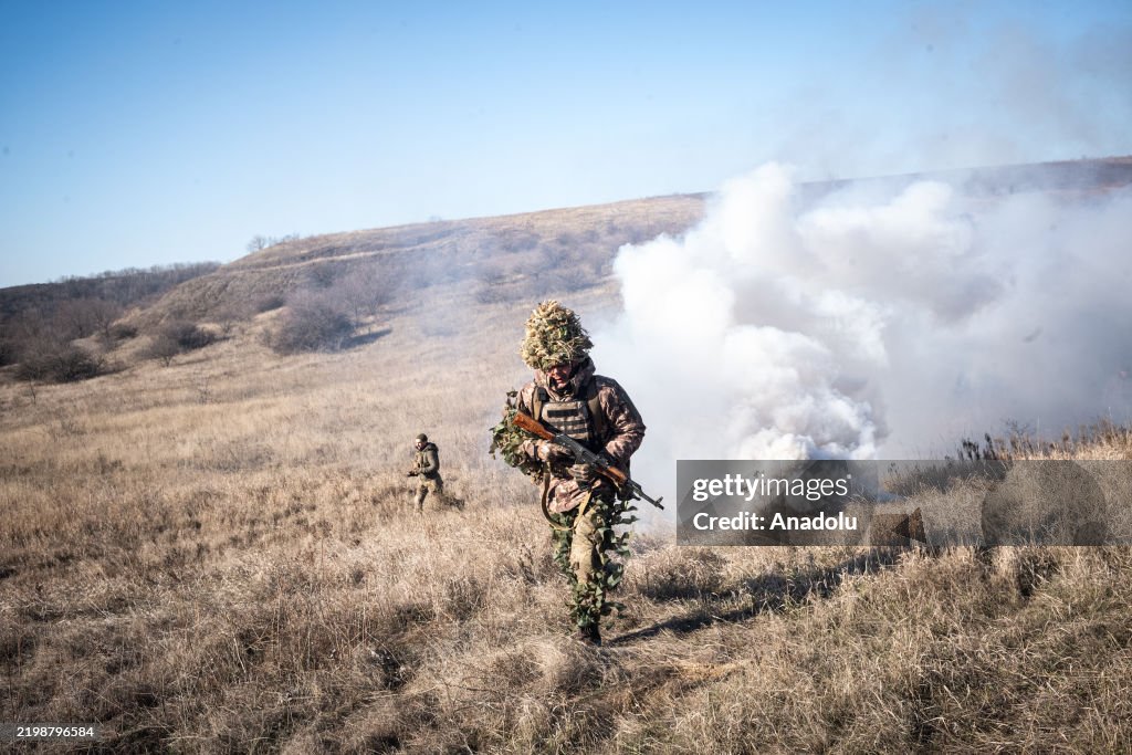 Ukrainian soldiers of 93rd Brigade conduct combat drills in Pokrovsk