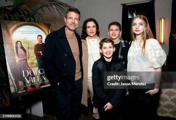 Scott Foley, Marika Domińczyk, and children, Konrad, Keller, and Malina attend La Dolce Villa Special Screening on February 10, 2025 in New York City.