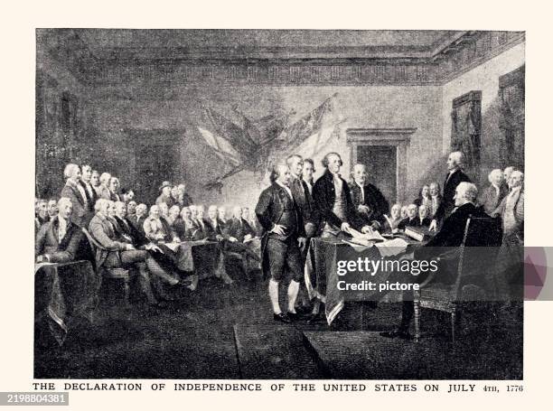 ilustraciones, imágenes clip art, dibujos animados e iconos de stock de declaración de independencia de los estados unidos del 4 de julio de 1776, firmada por 56 delegados del congreso continental xxxl - firmar