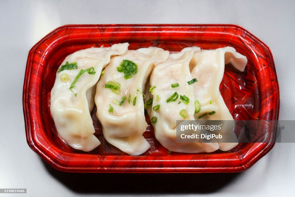 Japanese-Style Boiled Gyoza (Sui Gyoza) in Takeout Container