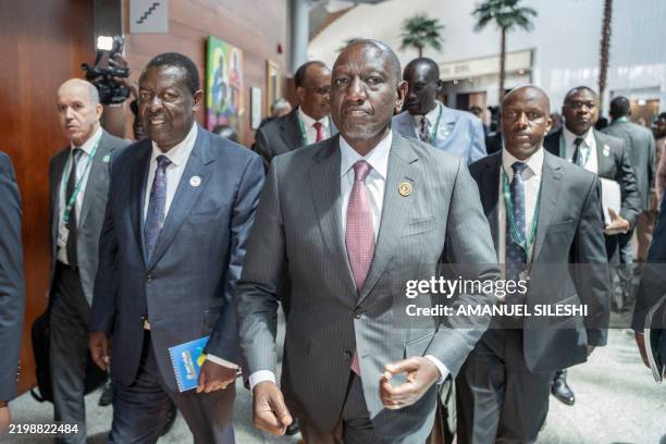 President of Kenya William Ruto exits a closed session meeting ahead of the 38th African Union Summit, where leaders will elect a new head of the AU...