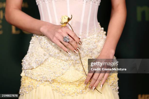 Lisa, nail, jewelry, and flower detail, attends the Los Angeles Premiere of HBO Original Series "The White Lotus" Season 3 at Paramount Theatre on...