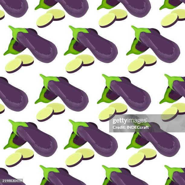 brinjal seamless pattern - eggplant emoji stock illustrations