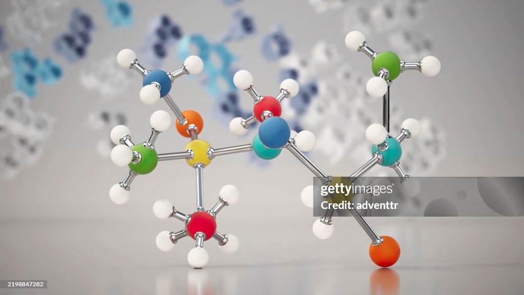 3D illustration of models of molecular structures and their significance in chemistry and biology with detailed 3D representations. 3D illustration