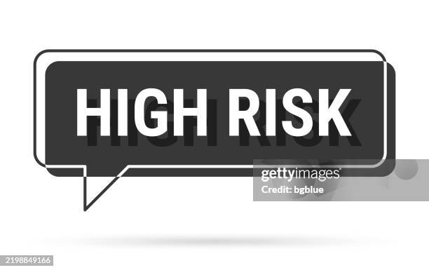 high risk - 3d black speech bubble on white background - too much technology stock illustrations