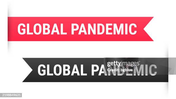Globale Pandemie Banner Lesezeichen Band Etikett Auf Weiem Hintergrund, Stock-Foto