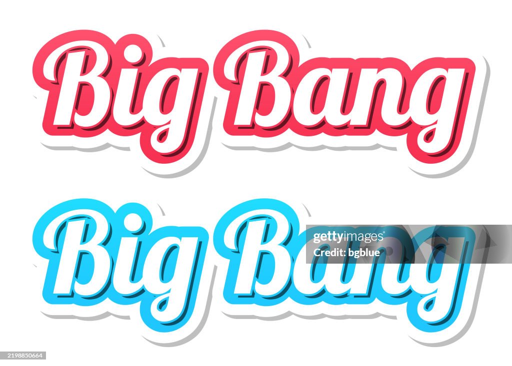 Big Bang - 3D Text in red and blue on white background