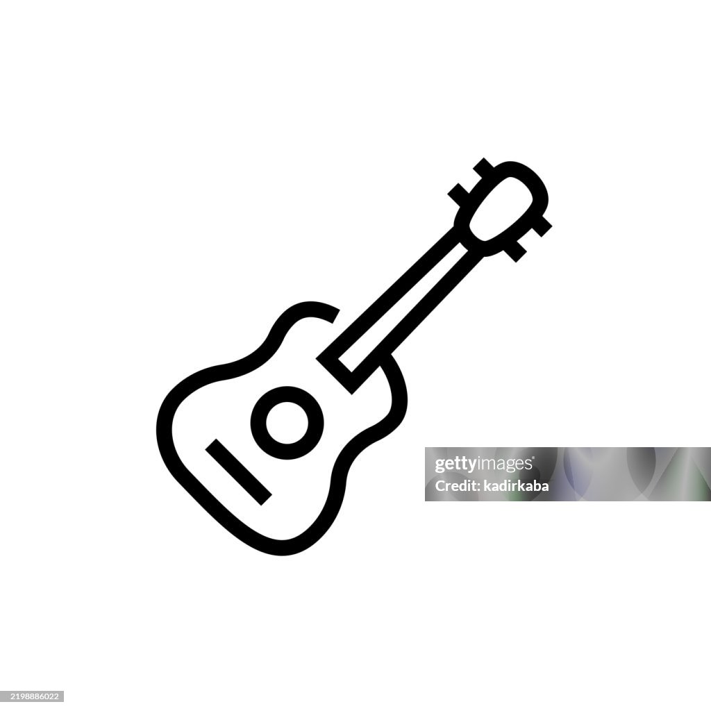 Guitar musical instrument line icon.