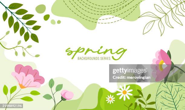 abstract simply background with natural line arts - spring theme - - springtime stock illustrations