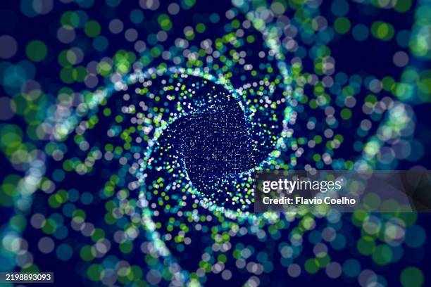 data flowing from a sci-fi panel through a spiraled tunnel - progress circle stock pictures, royalty-free photos & images