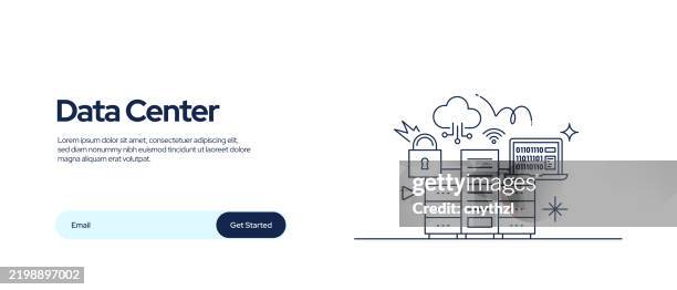 vector set of illustration data center concept. network server, data, computer, protection. - supercomputer stock illustrations