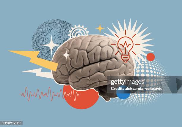 thinking mind brain power concept - mind power stock illustrations