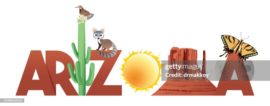 Arizona Letters with Iconic Symbols