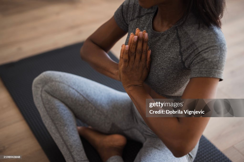 Close-up of a woman meditating