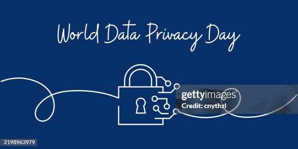 Continuous Line Drawing Of World Data Privacy Day Concept Vector ...
