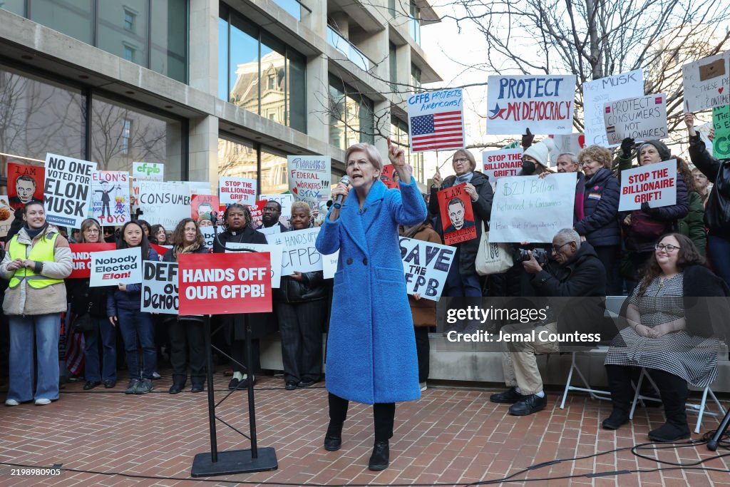 Rally To Stop Elon Musk's Closing Of The CFPB