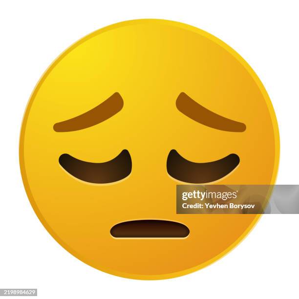 pensive face yellow emoji smile detailed illustration - emoji stock pictures, royalty-free photos & images